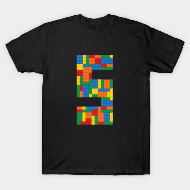 Fifth Birthday Lego Blocks T-Shirt by cacostadesign